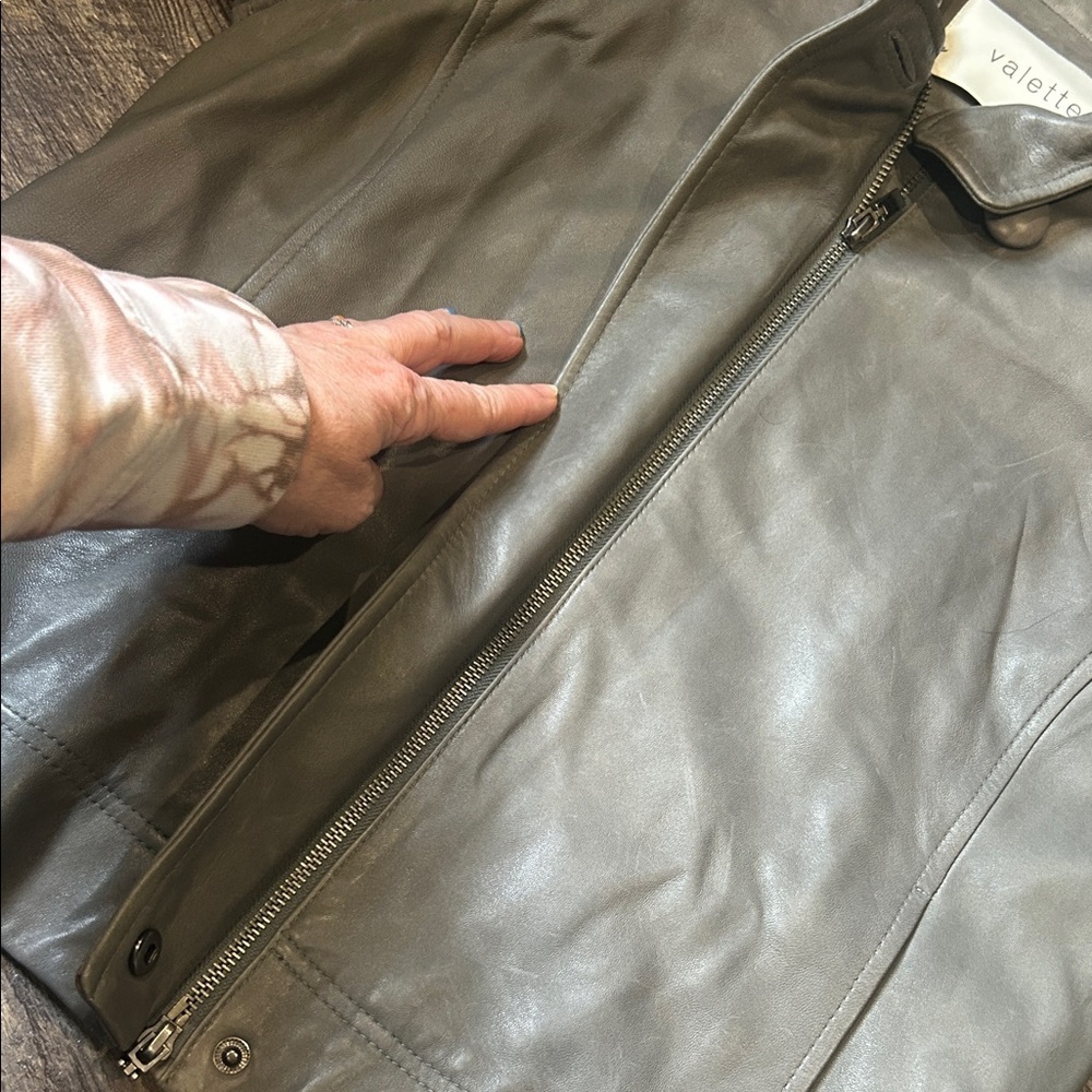 Valette Taupe genuine lamb Leather Jacket L - Picture 6 of 11